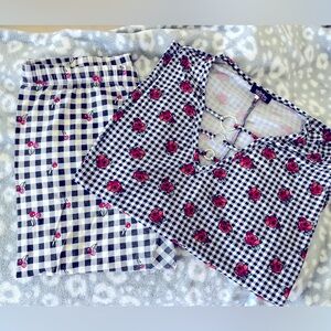 Free Fashion branded Rose and Cherry Checkered set size 2XL